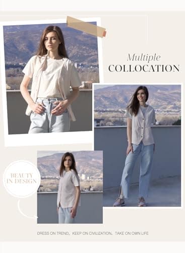 Dokotoo Womens Corduroy Vests for Women 2025 Trendy Button-Down Lightweight Waistcoat Summer Outfits Sleeveless Jacket Casual Vest with Pockets,White X-Large - Thumbnail 4
