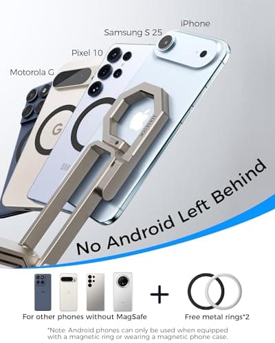 LULULOOK Rugged Magnetic Phone Tripod Stand for iPhone/Pixel 10 - Portable Strong Magnetic Phone Holder for Magsafe - Tripod Mount for iPhone 13/14/15/16/17 Pro Max & Air (Titanium) - Thumbnail 6