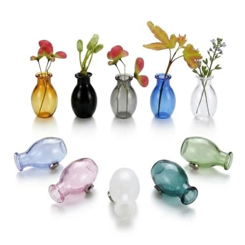 10Pcs Fridge Magnets, Mini Vase Magnets for Fridge with 10Pcs Artificial Flowers,Cute Glass Flowers Pot Refrigerator Magnets for Kitchen Home DIY Decoration,Gifts for Women Mom Family and Friends - Image 1