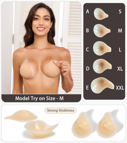 Bontierie Nipple Covers Sticky Push up Bra Added Lift Seamless Ultra-Thin Pasties Women Adhesive Bras Nude - Thumbnail 2