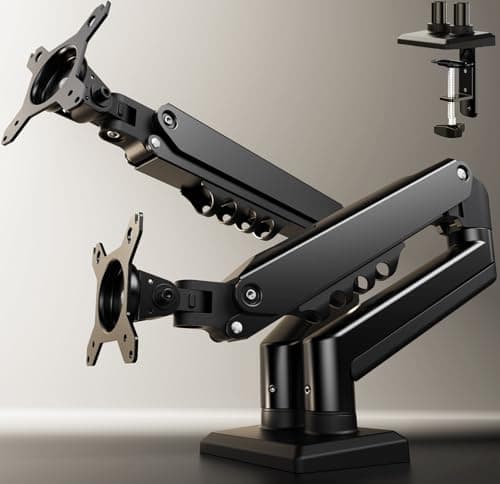 SIAGO Dual Monitor Stand, 15 to 32 Inch Monitor Arm, Adjustable Monitors Mount with C-Clamp and Grommet Installation, Made of Iron and Al, VESA Monitor Stand for Desk - Fits 4.4 to 19.8lbs Monitors - Image 1