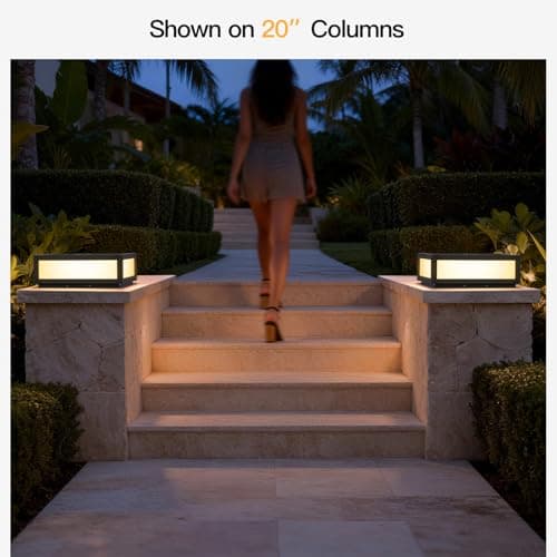 MVBT Large Solar Post Lights Outdoor, 15.8" Square Solar Pillar Lights, Exterior Column Light Waterproof, Solar Power Post Lantern, Modern Column Lighting Lamp Dusk to Dawn for Patio Gate Stone Posts - Thumbnail 6