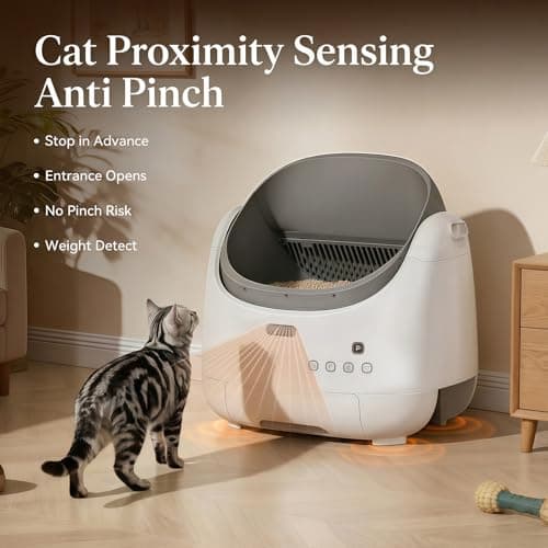 LAGBY Self Cleaning Litter Box, Open Top Automatic Litter Box with Cat Proximity Sensing, Anti-Pinch 100L Large Auto Robot for Multiple Cats, Including Litter Mat Waste Bag - Thumbnail 3