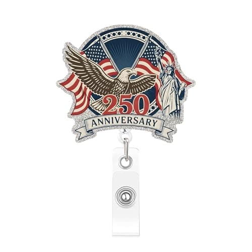 FEIYUENO 250th Anniversary Badge Reel Retractable with Patriotic Eagle - Image 1