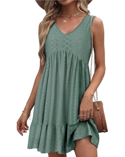 Summer Dresses for Women 2026 - Casual Sleeveless Sundress A-Line Beach Cruise Vacation Dress for Cruise, Party, Hot Weather Green - Image 1