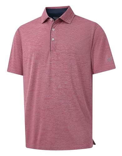 M MAELREG Mens Golf Shirt Short Sleeve Dry Fit Casual Moisture Wicking Performance Heather Collared Polo Shirt - Image 1