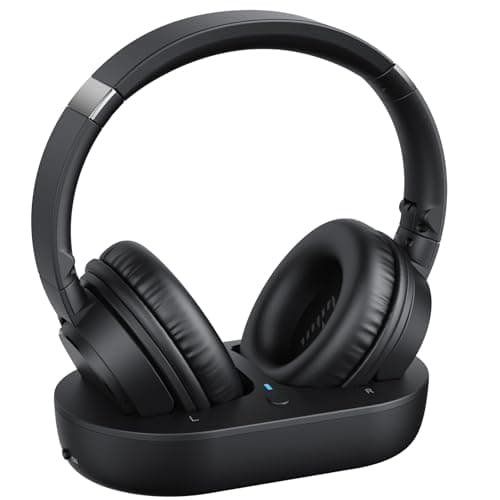 Wireless Headphones for TV Watching, TV Headphones Wireless for Seniors with Versatile Transmitter Charging Dock, Instant Audio Sync, 60-Hour Playtime, Perfect for Parents & Seniors, Black - Image 1