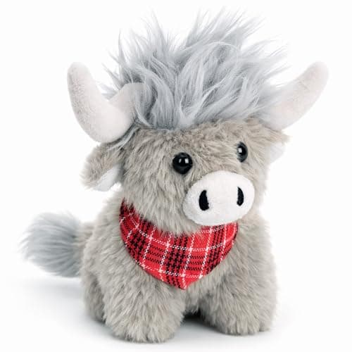 Mushymallow Sitting Highland Cow Stuffed Animal Soft Highland Cow Plush Toy Cute Birthday Gifts for Boys Girls Kids Toddlers,Gray - Image 1