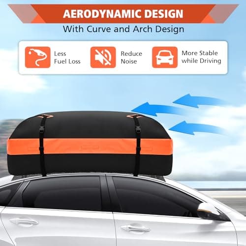 CYDDUP Roof Bag, Waterproof Soft Car Top Carrier Without Rack, 15 Cubic Feet Cargo Carrier for Top of All Vehicles with/Without Rack, Includes Anti-Slip Mat, 4 Door Hooks, Luggage Lock, Storage Bag - Thumbnail 5