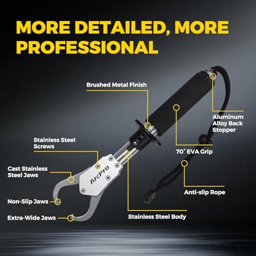 Arcpro 2-in-1 Fish Lip Gripper, 23.8" Stainless Steel Fish Gripper with Scale, 60lb Weighing Fish Grabber, 360° Non-Slip Swivel Handle, Tool for Saltwater & Freshwater - Thumbnail 4