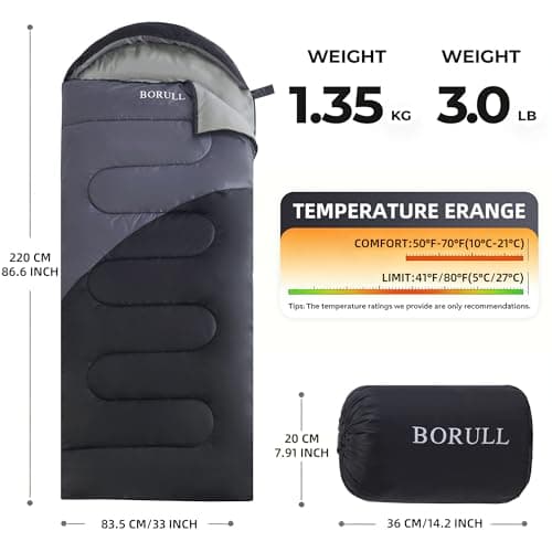 Sleeping Bags for Adults Warm Weather Backpacking Compact Lightweight Camping Sleeping Bag with Compression Sack for Kids Girls Camping Essentials Gear for Hiking Travel Climb Outdoor Indoor 3lb Black - Thumbnail 5