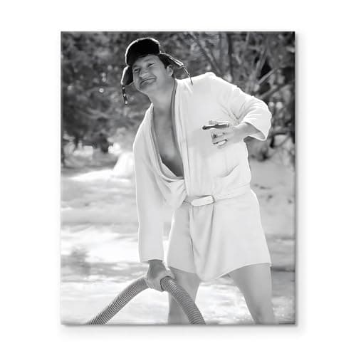 VYPEROCK Funny Framed Canvas Wall Art Bathroom Decor Black and White Comedy Cousin Eddie Movies Poster Oil Painting Modern Toilet Artwork for Living Room Dorm Wall Home Decoration, (20"x24")