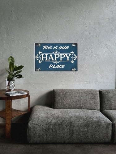 Carastora Vintage "This Is Our Happy Place" Sign – Metal Decorative Plaque for Home, Kitchen, Bedroom, Cafe, and Park – 8x12 Inches - Thumbnail 4