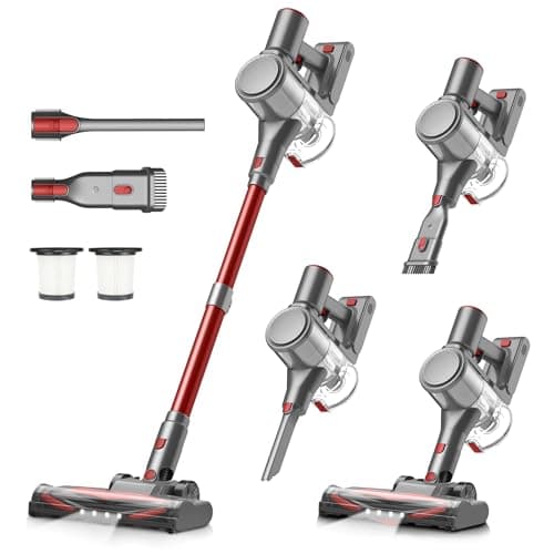 Zefiro Cordless Vacuum Cleaner for Home,450W /40Kpa 50Mins Stick Vacuum,Anti-Tangle 1.5L Dust Cup, Rechargeable Wireless Handheld Vacuum for Pet Hair/Carpet/Floor