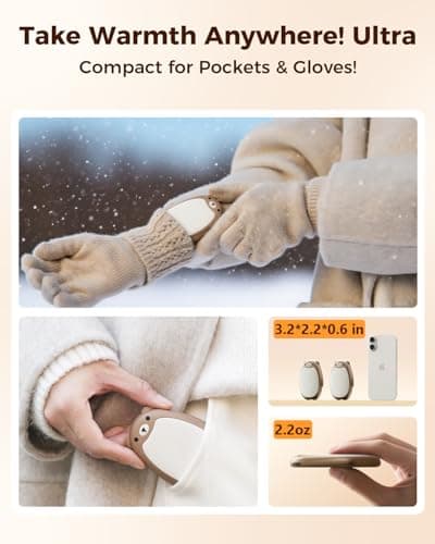 SWEETFULL Hand Warmers Rechargeable – Cute Bear, 2 Pack Magnetic, Reusable Electric Pocket Heater, Great Gift for Daughter, Kids, Wife, or Bestie, Portable for Outdoor & Camping (Brown) - Thumbnail 5