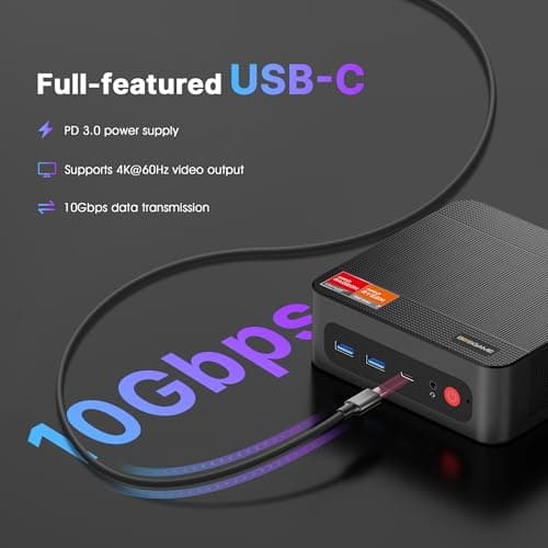 BOSGAME P4 Ultra Mini PC, AMD Ryzen 7 7730U (up to 4.5GHz), 16GB DDR4, 1TB PCIe SSD Mini Desktop Computer, Dual LAN 2.5G & Wi-Fi 6E & BT5.2, 4K Triple Display, for Home, Office, Gaming - Thumbnail 6