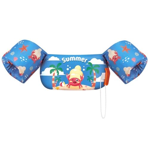 HeySplash Swim Vest for Kids, Toddler Pool Floaties Fit 22-55 Lbs, Children Swimming Vest with Adjustable Strap, Swim Jacket Water Wings Arm, Puddle Sea Beach Boat Jumper Age 2-5, Blue Hermit Crab - Image 1