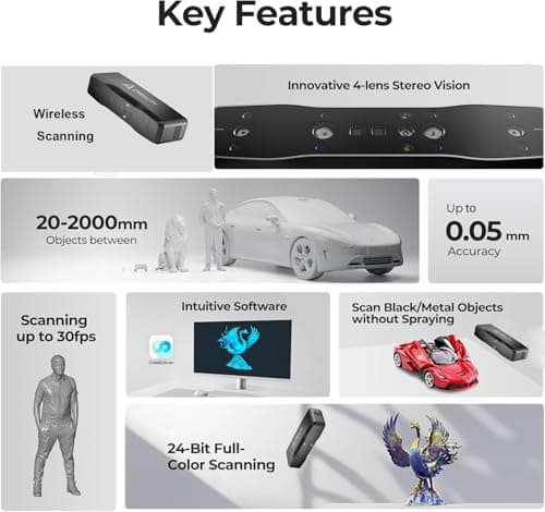 Creality Otter Lite Basic 3D Scanner for 3D Printing & Reverse Engineering, Auto Scanning Handheld Device with 0.05mm High Precision, Color Texture & Portable Design for DIY - Thumbnail 2