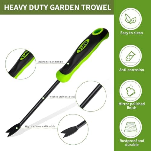 YIAD Hand Weeder Weed Puller Tool - 13-Inch Heavy Duty Dual Tip Design for Root Removal, Rust-Resistant Steel, Ergonomic Grip, for Garden Lawn Yard Patio Flower Bed - Thumbnail 2