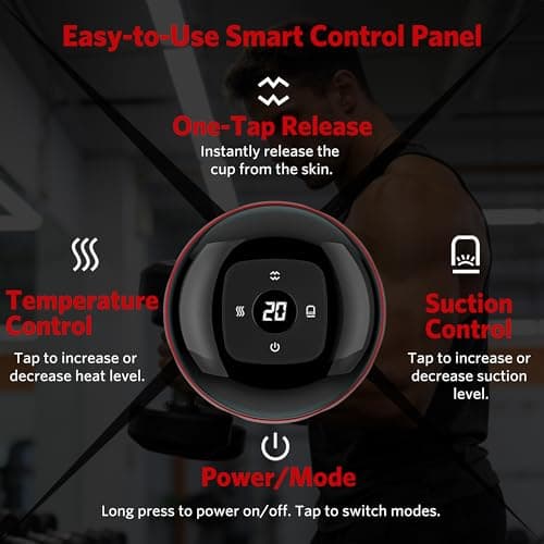 JoyLoop 6-in-1 Dynamic Smart Cupping Therapy Set - Electric Massager with Remote Control, 12 Levels Suction & Heat, Red Light Therapy for Muscle Recovery, Back Pain Relief & Gua Sha - Thumbnail 4