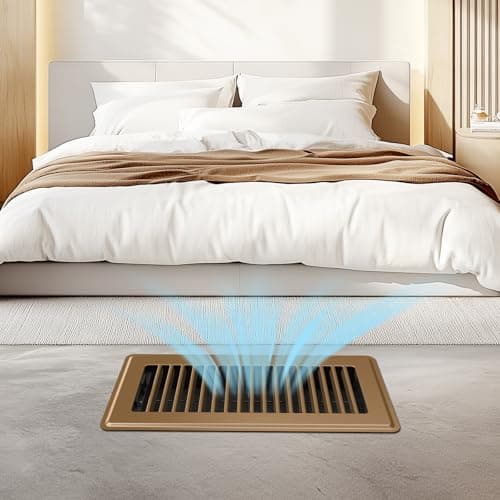 Floor Register 4x10, Brown Floor Vent Covers for Home Floor, Sidewall, Heavy Duty Steel Walkable Floor Grates, Adjustable Air Vent Covers Rust Proof Finish, 4" x 10'' Floor Vent, 6 Pack - Thumbnail 5