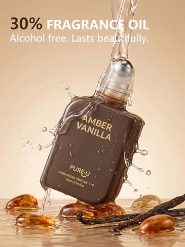 PUREU Amber Vanilla Pheromone Perfume Oil for Women, Long Lasting Extrait de Parfum Roll On with Clip-on Keychain, Alcohol Free Portable Travel Size Fragrance for Date Night & On-the-Go, 0.34 Fl OZ - Thumbnail 6