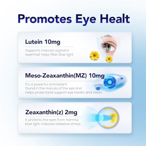 Herbal Bee Eye Supplement - Lutein 10mg, Meso-Zeaxanthin 10mg, Zeaxanthin 2mg - Eye Vitamins Supports Vision, Blue Light Protection & Macular Health - Natural Antioxidant Formula | 90 Softgels - Thumbnail 5