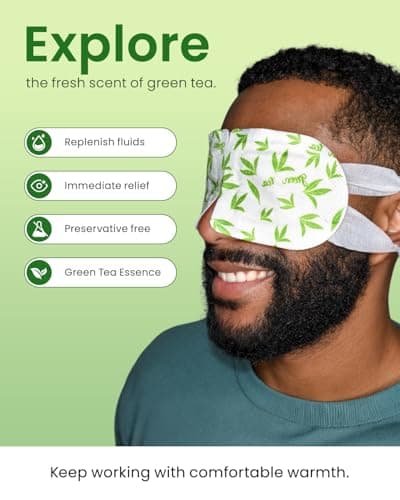 16 Packs Steam Eye Masks for Dry Eyes, Green Tea Warm Eye Mask, Relief Eye Fatigue & Puffy Eyes, Moist Heating Compress for Eyes, Self Heated Eye Mask, Disposable Travel Essentials & Relaxation Sets - Thumbnail 4
