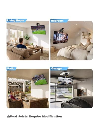 TOPSKY Electric Ceiling TV Mount with Remote, Motorized Drop Down TV Ceiling Mount for 32–70 Inch Flat & Curved TVs, Up to 88 lbs, VESA 600x400, Fits Flat & Pitched Ceilings, Black - Thumbnail 5