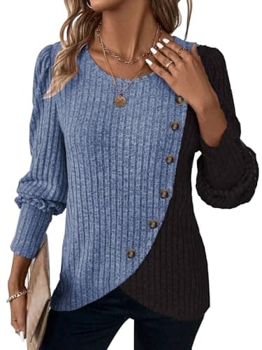 Womens Sweaters Hoodie Chocolate Brown Fall Clothing Going Out Tops for Women Trendy Cowgirl Outfits Dusty Blue X-Large - Image 1