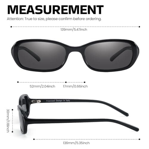 SODQW Rectangle Oval Sunglasses for Women Polarized 90s Vintage Small Sun Glasses Trendy Narrow Ladies Shades UV400 - Thumbnail 3