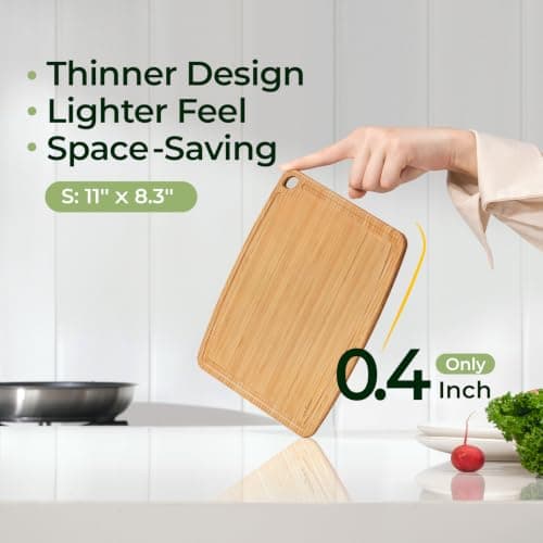 Keechee Dishwasher Safe Carbonized Bamboo Wood Cutting Boards for Kitchen with Juice Groove, Wooden Charcuterie & Chopping for Fruit, Vegetables & Cheese, Durable, Lightweight, Water-Resistant - Thumbnail 3