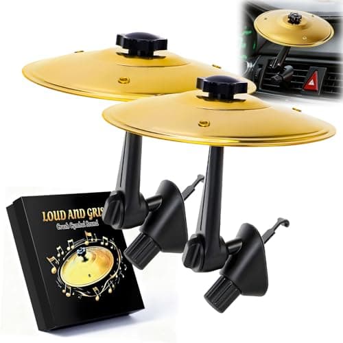 2 Pack Car Cymbal Air Vent, Mini Drum Crash Cymbal For Car Vent,Easy Clip-On Mini Cymbals for Drumer Music Lovers, Make Your Driving More Fun, Suitable for all Types of Vehicles, Gold - Image 1
