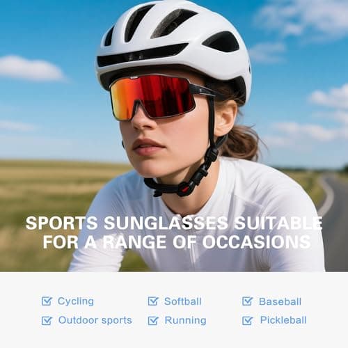 suoso Sports Cycling Glasses for Men: UV400 Polarized Wraparound Sunglasses for Women Running Riding Fishing Baseball TR90 - Thumbnail 6