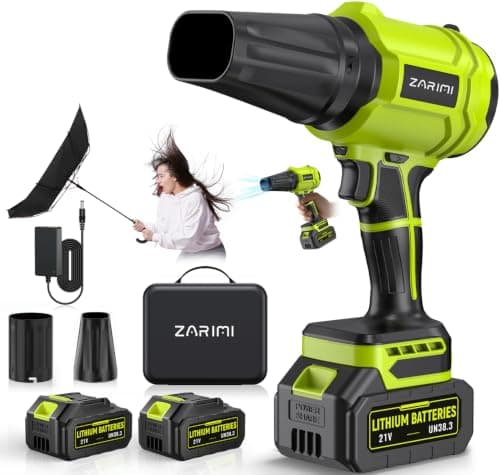 YUQUESEN Cordless Leaf Blower, 980,000 RPM Handheld Leaf Blower with 2 X Batteries & Charger, Lightweight Leaf Blowers for Patio Cleaning, Lawn Care, Leaves, Dust - Deep Green