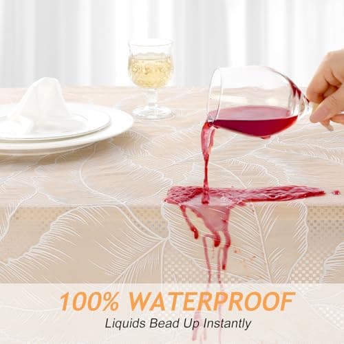 Kaixinbao Waterproof Vinyl Table Cloth,Heavy Duty PVC Rectangle Table Cover for Kitchen Dining Room,Washable & Stain Resistant Wipeable Tablecloth for Indoor/Outdoor Party,Wedding,Camping. - Thumbnail 2