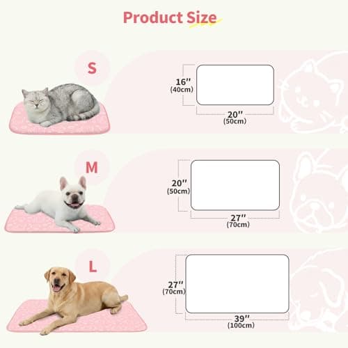 NWK Pet Cooling Mat -Q-Max>0.345 Ice Silk Cooling Mat for Dogs & Cats Portable & Washable Pet Cooling Blanket, Car Seats, Beds for Summer (Pink Cat, 27'' X 20'' X 0.3'') - Thumbnail 3