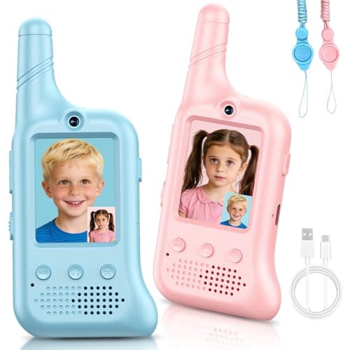Video Walkie Talkies for Kids – Rechargeable Kids Walkie Talkies 2 Pack with Voice Changer & Cartoon Avatar, 1000 ft Range, Fun Toys for Outdoor Camping, Hiking, Birthday Gift for Boys Girls Ages 3-12