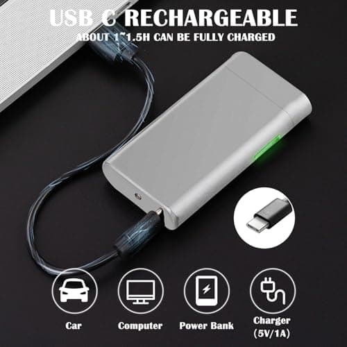 RSBYE Electric Arc Lighter Rechargeable USB C Lighter Electric Plasma Lighters Windproof Fancy Cool Lighters with Upgrade Battery Safety Switch for Candles, Fireworks, Incense (Matte Silver) - Thumbnail 3