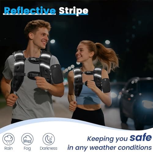 Weighted Vest for Women and Men, 16lb Weight Vest with Reflective Stripe for Workout, Strength Training, Running, Fitness, Muscle Building, Weight Loss, Weightlifting - Thumbnail 5