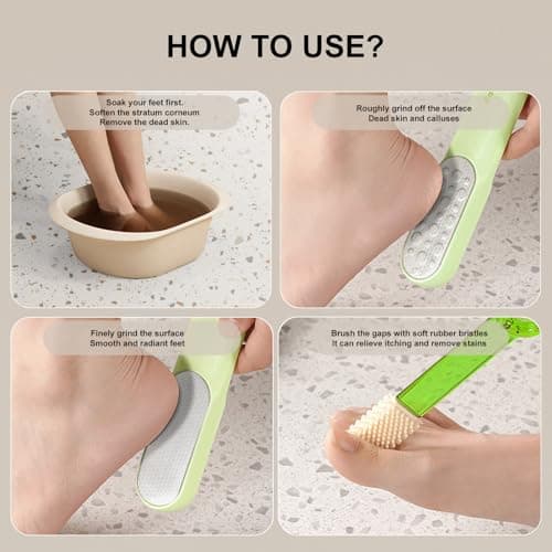 VISDOLL Double-Sided Stainless Steel Foot File, Foot Callus Remover & Foot Scrubber, Professional Pedicure Tool for Dry & Wet Feet, Safe Hard Skin Remover for Sensitive Feet, Green (Ergonomic Grip) - Thumbnail 6