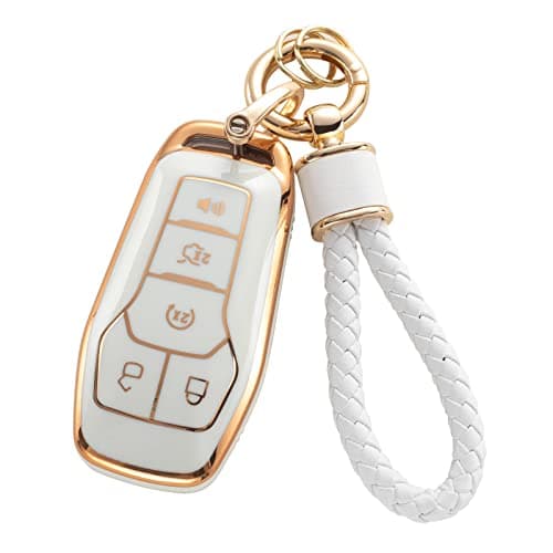 RUABIBAN for Ford Key Fob Cover with Keychain, Soft TPU Key Case Protection Fit for F150 Explorer Mustang Edge Lincoln MKZ MKX MKC - Image 1