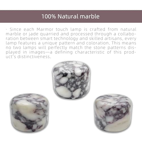 Marmor Marble Lamp Table Lamp Unique Stone lamp Type-C 3 Way Bedside Lamps Ambient Lighting for Bedroom Night Stands Small Night Light Decorative LED Warm Ambient Portable Lamps for Rechargeable - Thumbnail 3