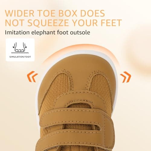STQ KIDS Toddler Wide Toe Box Shoes Barefoot Boys Girls Sneakers Kids Tennis First Walking Zero Drop Daily Wear School Outdoor Breathable Comfort Brown Toddler Size 10 - Thumbnail 5