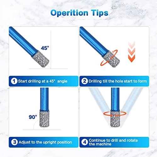 BRSCHNITT Diamond Hole Saw Kit - Porcelain Tile to Granite Drilling, 9pcs Diamond Drill Bits with Triangle Shank (6 8 10 20 25 32 35 43 50mm) - Thumbnail 6