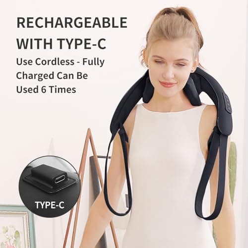 Shiatsu Neck Massager for Pain Relief Deep Tissue, Cordless Shoulder and Back Massager with Heat, Kneading Whole Body Massager Use for Home Office Car, Gifts for Mom Dad Him Her - Thumbnail 4