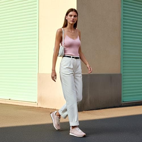 Vilanva Women's Pink Fashion Sneakers Casual Tennis Shoes with Non-Slip Retro Gum Sole Ladies Walking Trendy Footwear Size 7 - Thumbnail 2