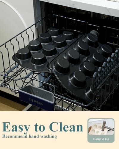 Ymiton Nonstick Muffin Pan with 12 Silicone Baking Cups, Carbon Steel Muffin Tin for Muffins, Cupcakes, Egg Bites and more, Non Toxic, Easy to Clean, Dishwasher Safe, Foggy Gray - Thumbnail 6