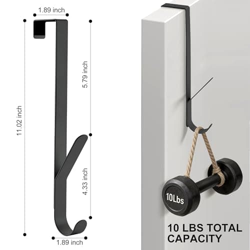 OIM OMIIOMIO Over The Door Double Hanger Hooks, Metal Twin Hooks Organizer for Hanging Coats, Hats, Robes, Towels - Black - Set of 4 - Thumbnail 2