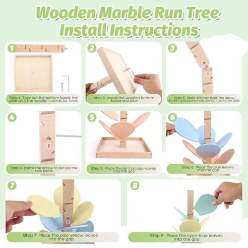 Marble Run Wooden Ball Drop Toys for 3-5 4-8 Wood Montessori Toys Music Tree for Toddlers Musical Game Learning Color Sorting Sensory Toys for Boys Girls 8-12 Gift (Height: 19.9in) (1.1in Balls) - Thumbnail 3